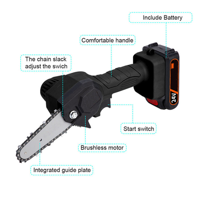 Máy cưa xích cầm tay 6 inch 300W Pin cầm tay Máy cắt gỗ chạy điện không dây
