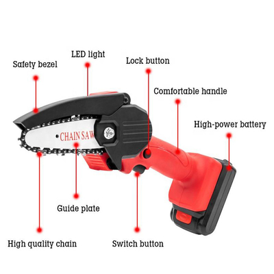 Máy cưa xích cầm tay không dây không chổi than Lithium Ion 5.0Ah 16in Tự mài